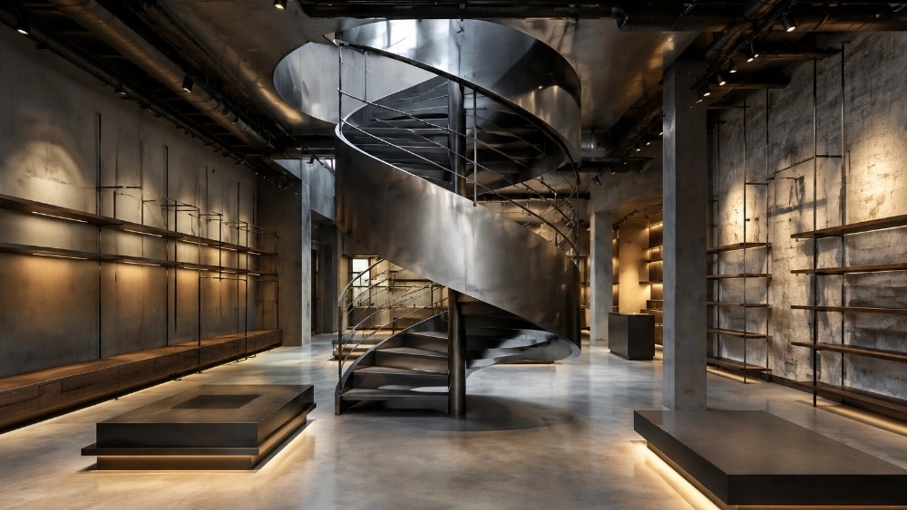 Round metal stairs for shops and stores in Alborz. Professional design of round stairs in Damavand Firuzkoh Round metal stairs for shops and stores in Alborz. Professional design of round stairs in Damavand Firuzkoh